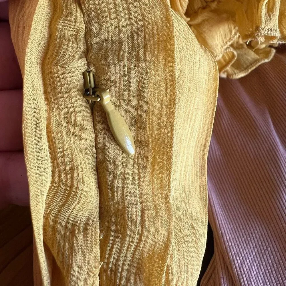 Ulla Johnson Midi Dress Sonja Honey Ruffled Chiffon 2 Silk Chiffon